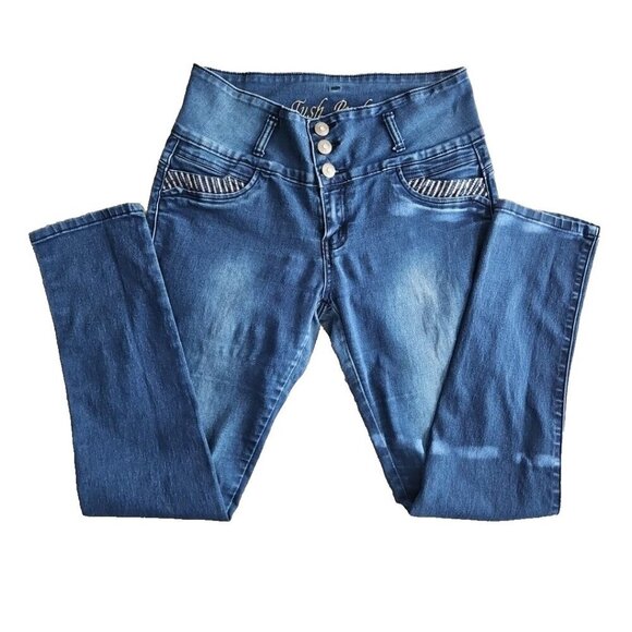 Tush Push Jeans Women's Size 15 (30x31) Rhinestone Sequin Embroidery Stretch - Picture 5 of 16